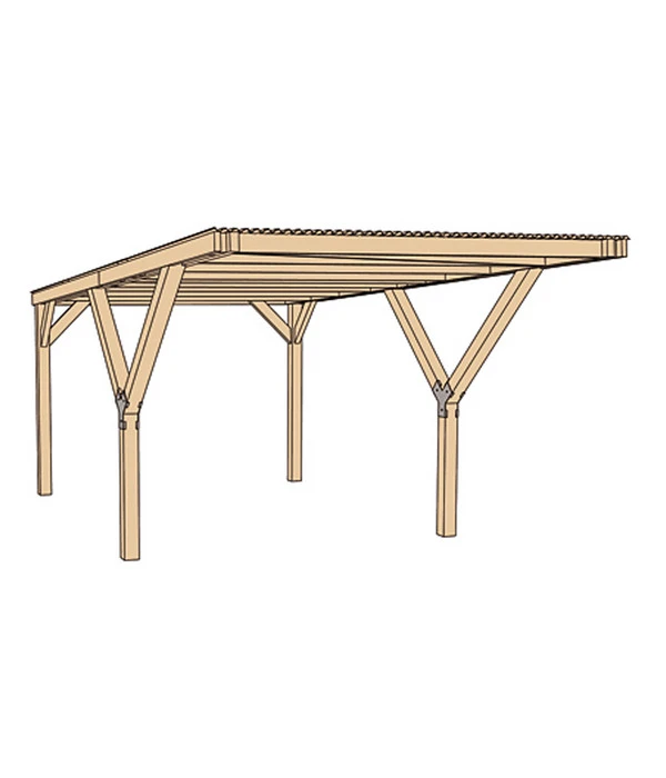 Weka Y-Einzelcarport 612 Ohne Dacheindeckung, Ca. B306/H250/T606 Cm 4 Weka Y-Einzelcarport 612 Ohne Dacheindeckung, Ca. B306/H250/T606 Cm – Bild 2