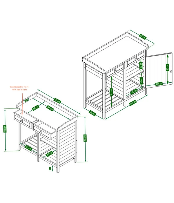 Habau Pflanztisch, Ca. B98/H95/T48 Cm 4 Habau Pflanztisch, Ca. B98/H95/T48 Cm – Bild 2