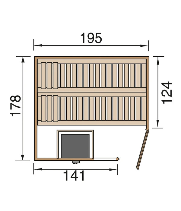 Weka Sauna Turku Mit Glastür Und Fenster Inkl. Ofen, Ca. B195/H205/T178 Cm 6 Weka Sauna Turku Mit Glastür Und Fenster Inkl. Ofen, Ca. B195/H205/T178 Cm – Bild 4